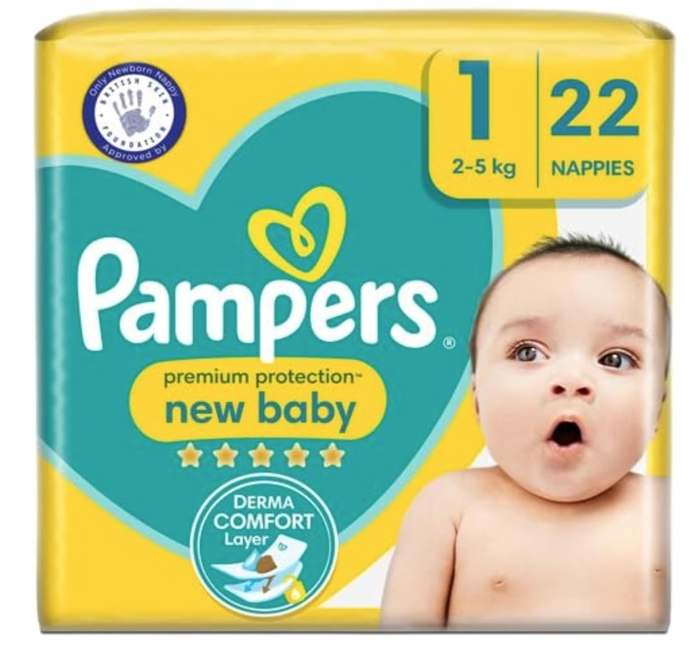 Pampers New Baby Nappies - Size 1 (22 Pack)
